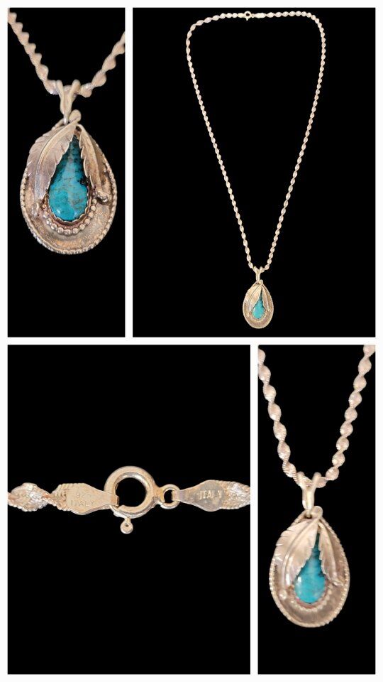 Navajo Vintage Sterling Silver and Turquoise Pende