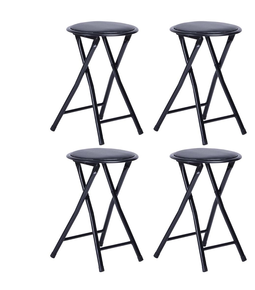 Set of 4 Black Backless Folding Stools