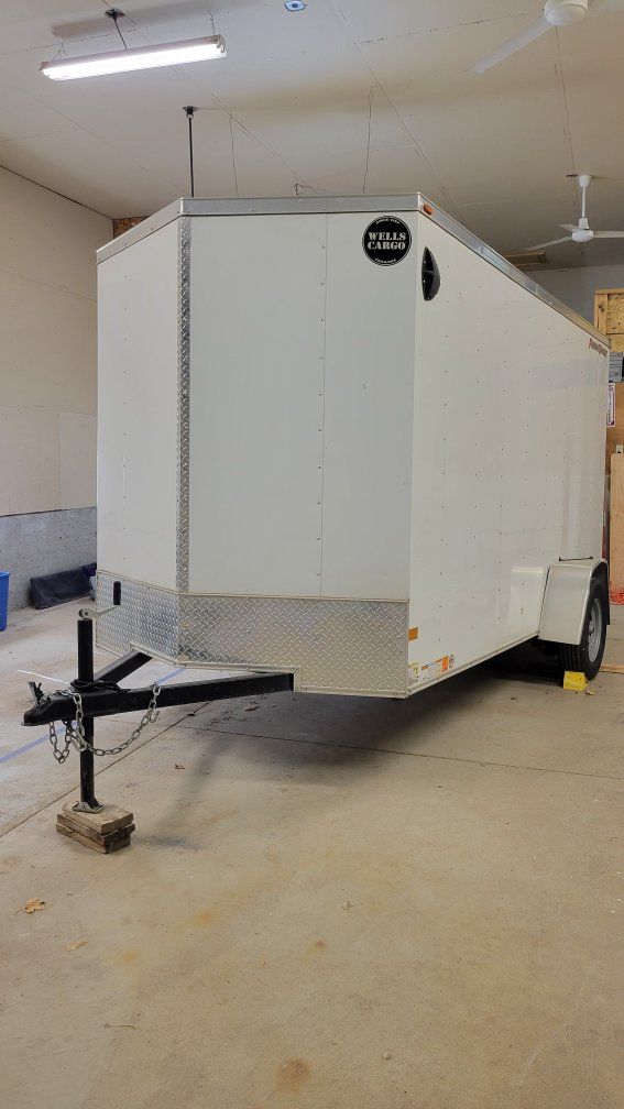Wells Cargo Enclosed Cargo Trailer White Single Axle  6 x 12
