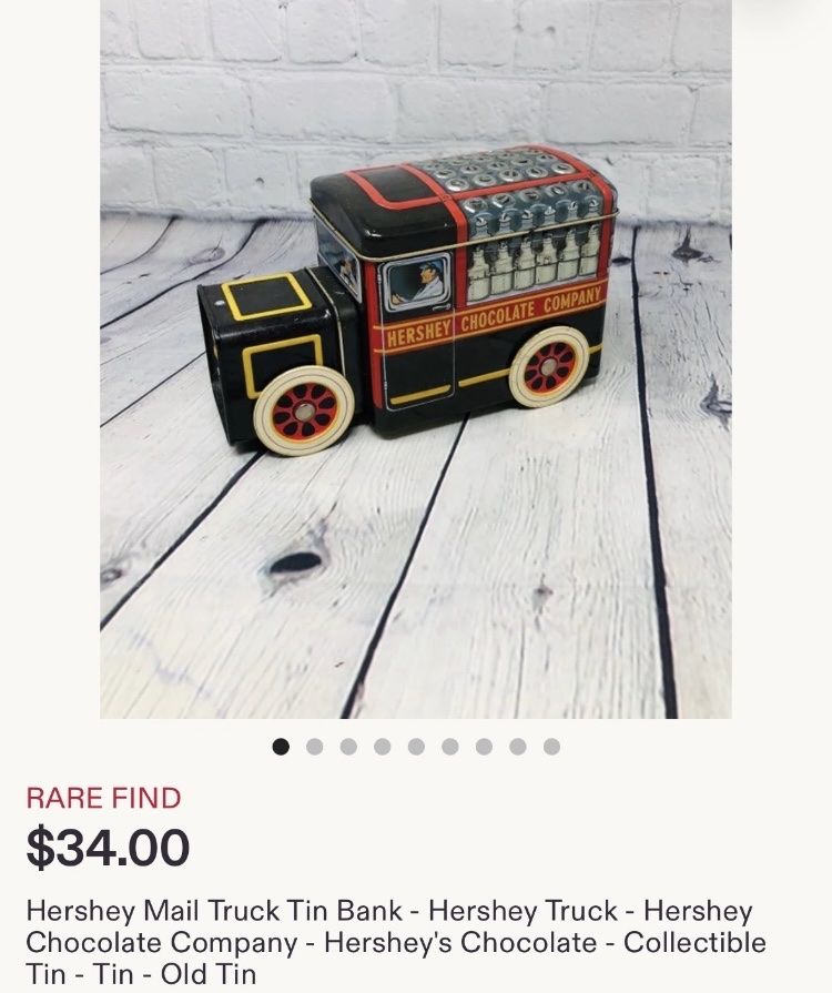 Vintage Hershey Tin Mail Truck
