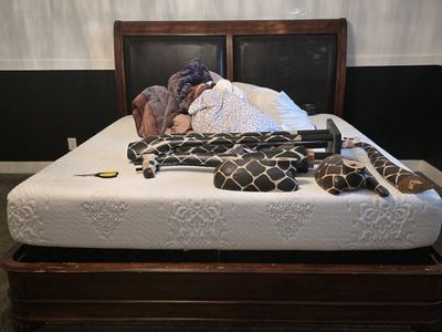 Wooden Bed Frame with Upholstered Headboard - Cal King / king sleigh bed