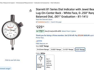 NEW IN BOX - Starrett 81 Series Dial Indicator .250" Range, 0-50-0 Balanced Dial, .001" Graduation - 81-141J
