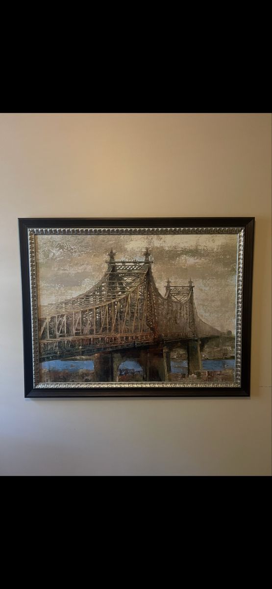 Framed Queensboro Bridge Canvas Painting Wall Art