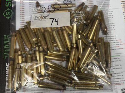 74 Count Used .300 PRC Reloading Brass Casings