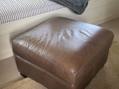 Brown Leather Ottoman Footstool