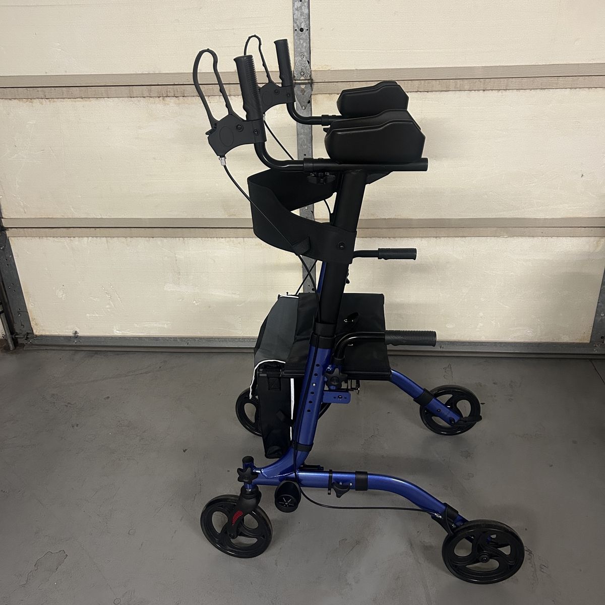 Vive Mobility Upright Walker Blue Rollator with Seat and Armrests