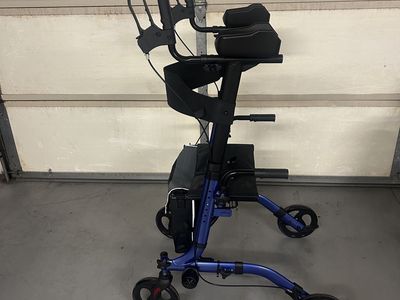 Vive Mobility Upright Walker Blue Rollator with Seat and Armrests