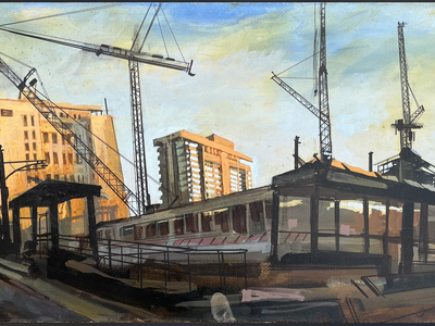 Original Painting during the construction of City Creek