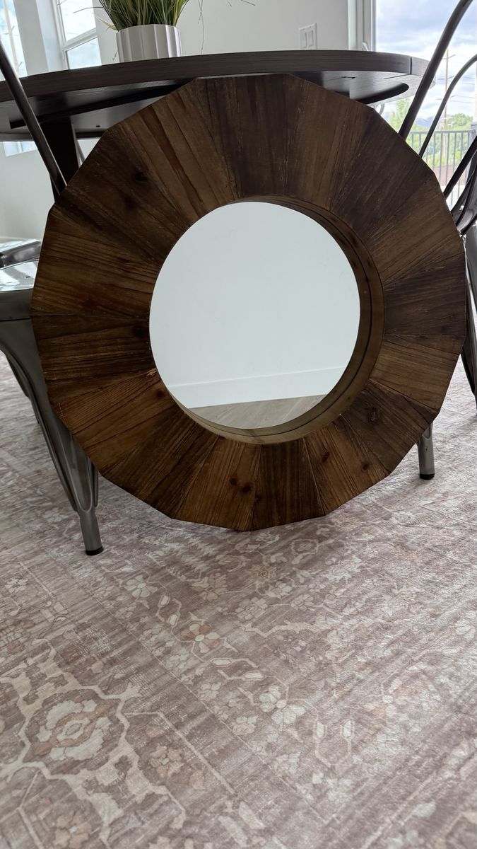 Rustic Solid Wood Statement Mirror | 30” | Farmhouse, Modern Organic Decor