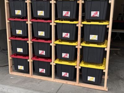 Tote-Ally Organized Custom Wooden Storage Tote Rack for 27-Gallon Bins