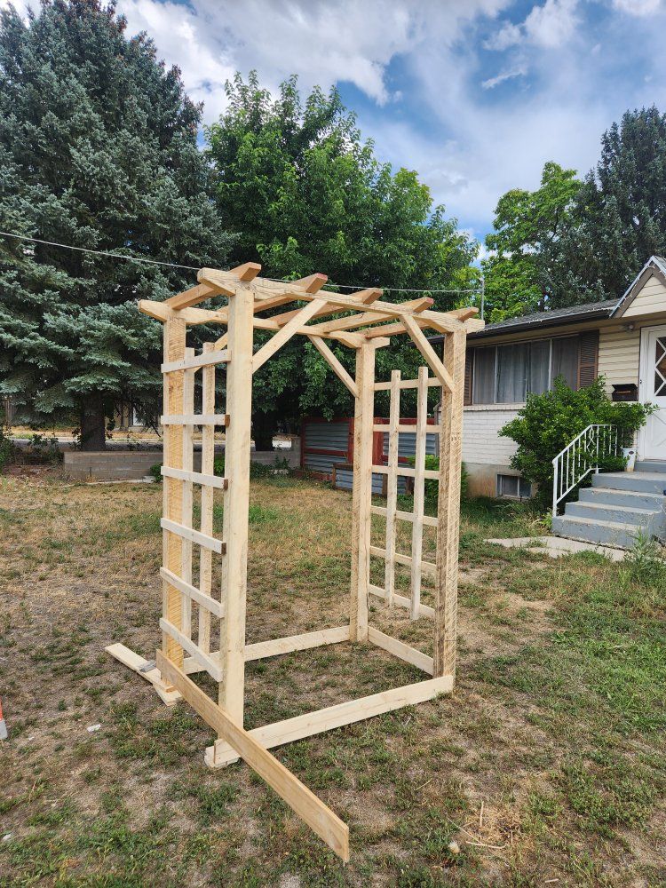Handmade Wooden Garden Arbor Pergola Trellis Structure