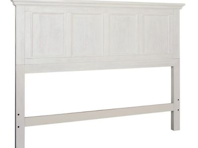 OSP Home Furnishings Farmhouse Basics Queen Headboard Only, Rustic White Finish