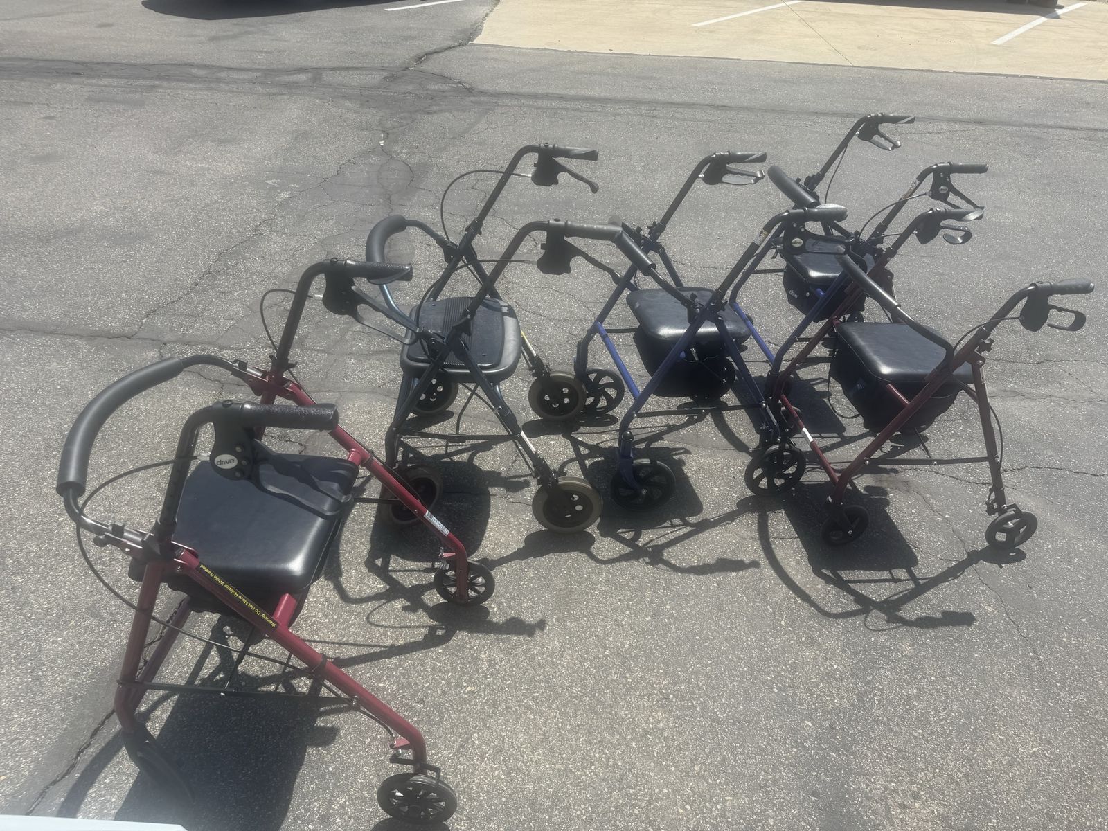 Drive Medical/ Nova, and Medline Rollator Walkers - black, Red, & Blue Folding Mobility Aids with Seat