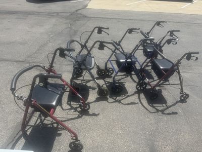 Drive Medical/ Nova, and Medline Rollator Walkers - black, Red, & Blue Folding Mobility Aids with Seat