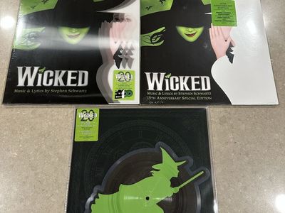 Wicked Collectors Vinyl Bundle-20th & 15th Anniversary & Die Cut Picture Elphaba Vinyl-Original Cast Recording-SEALED-RARE