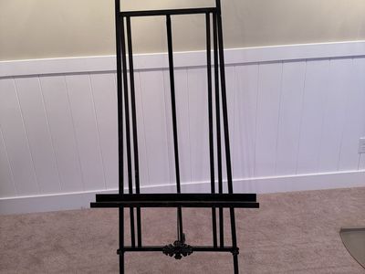 Decorative Black Wrought Iron Display Easel - Perfect for Art, Photos, or Signs