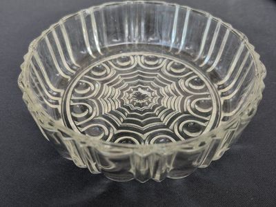 Vintage Clear Pressed Glass Fluted Candy/Nut Dish - Decorative Starburst Pattern Bowl