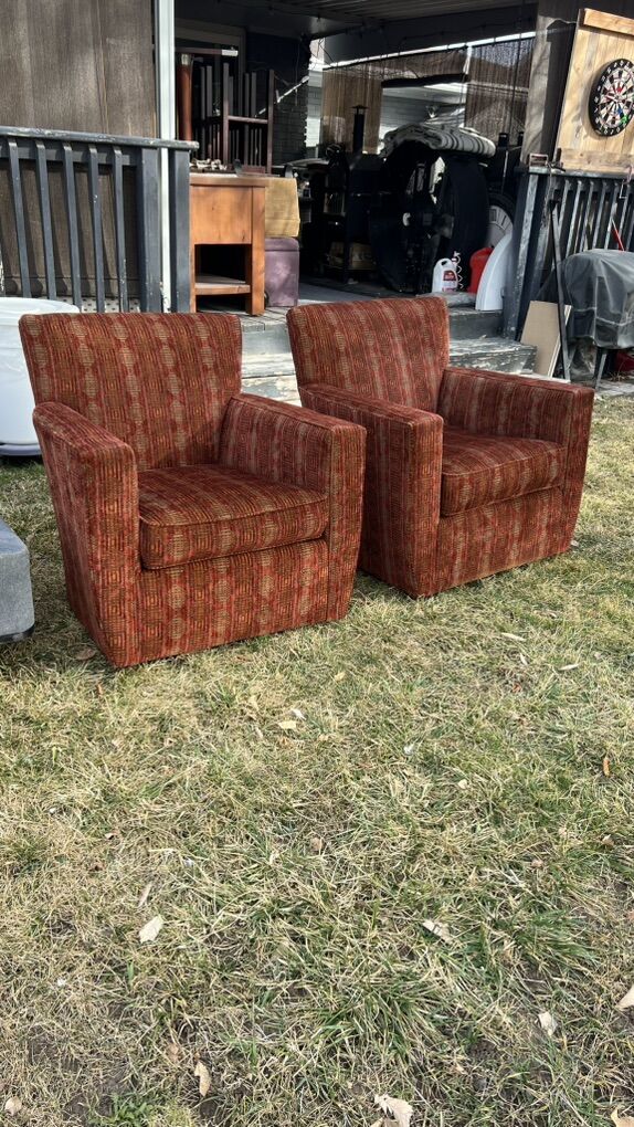 Crate & Barrel Swivel Fabric Chairs Good Condition