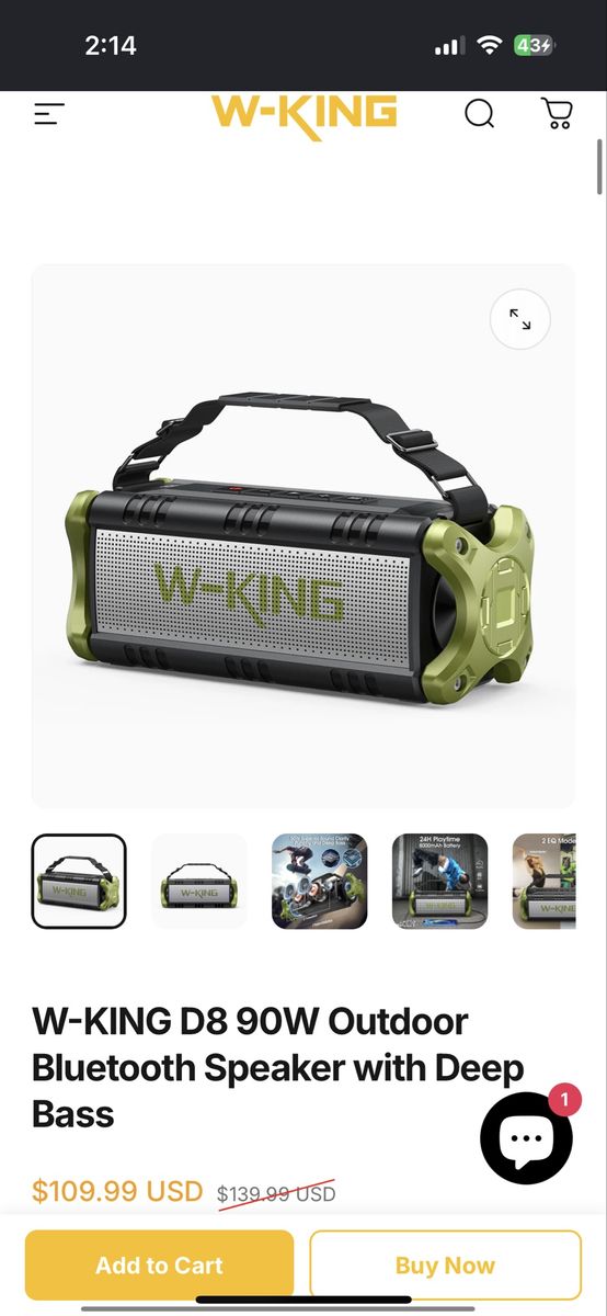 W-KING D8 90W Outdoor Bluetooth Speaker with Deep Bass