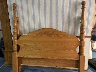 Solid Oak Head And FootBoard