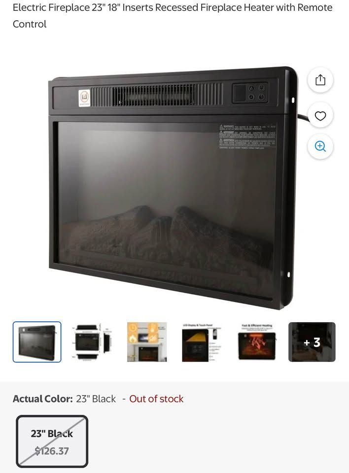 Electric Fireplace 23" Insert