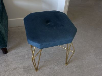 Navy Blue Contemporary Velvet Vanity Stool