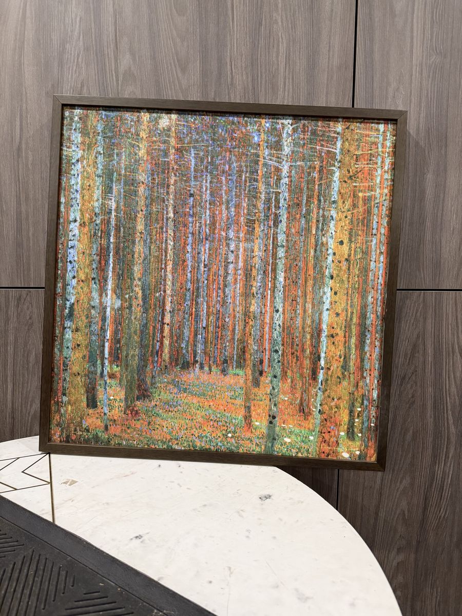 Custom Framed Gustav Klimt "Birch Forest" (Kammer Forest) Canvas Wall Art – 28" x 28"