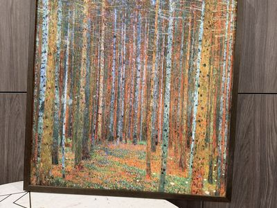 Custom Framed Gustav Klimt "Birch Forest" (Kammer Forest) Canvas Wall Art – 28" x 28"