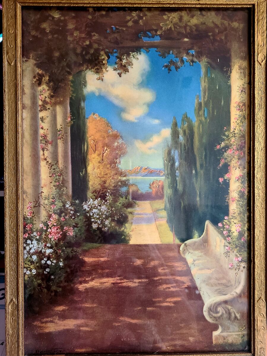 1920 R. Atkinson Fox "The Rose Brewer" Lithograph Signed Framed