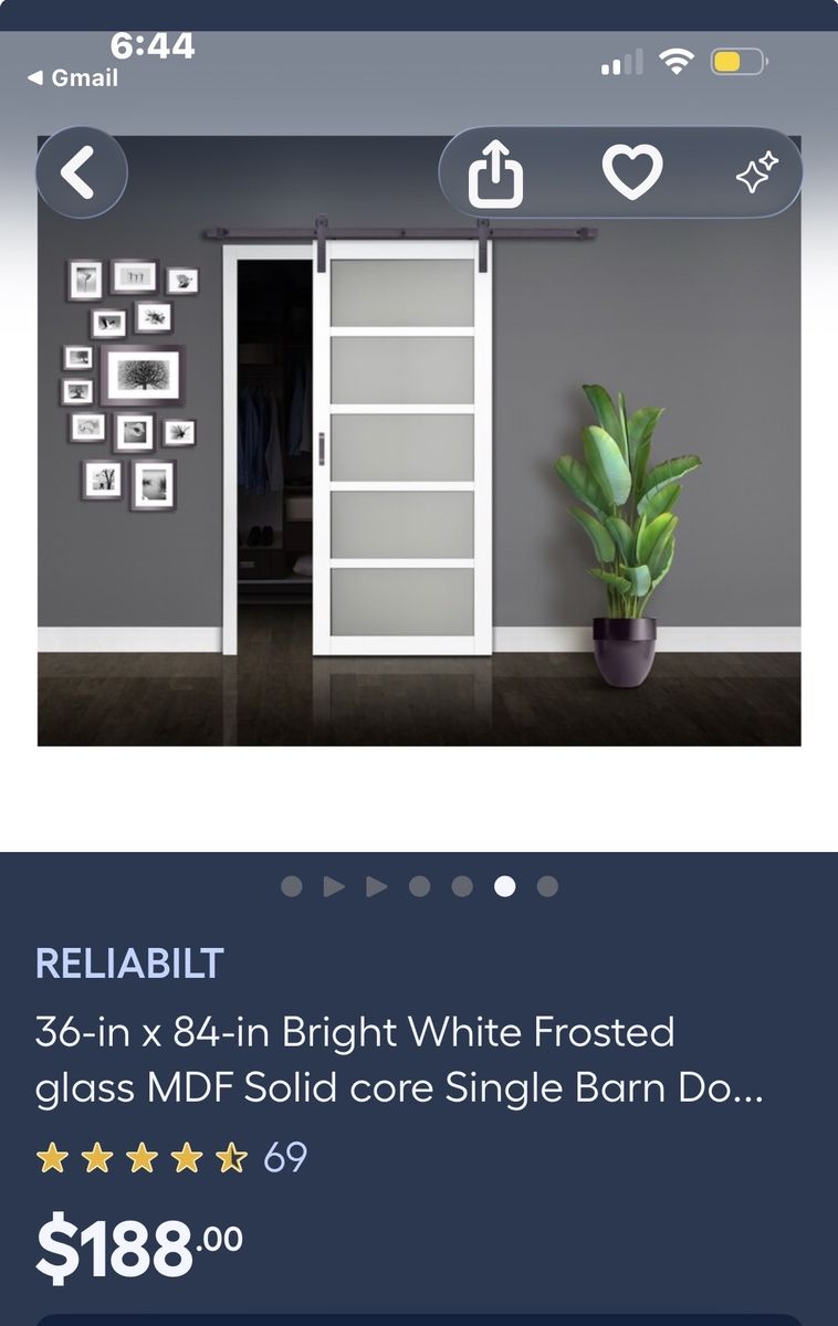 Brought White Frosted Glass Barn Door