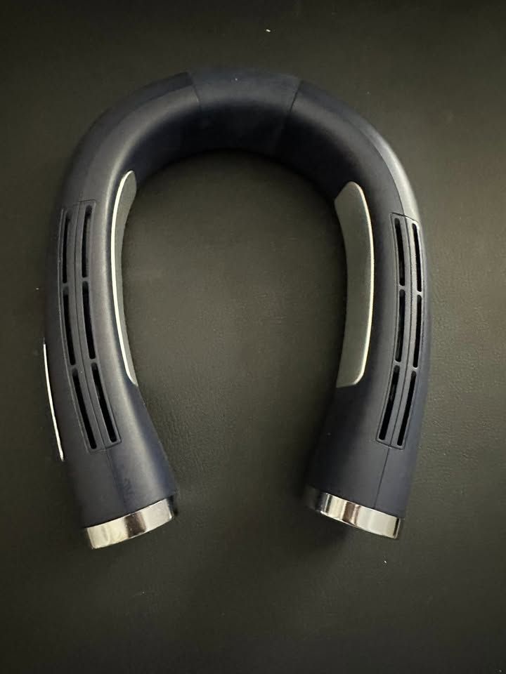 3 Tested Used Neck Fans Bundle - 2 White (Regular & Larger), 1 Navy Blue - All with Chargers