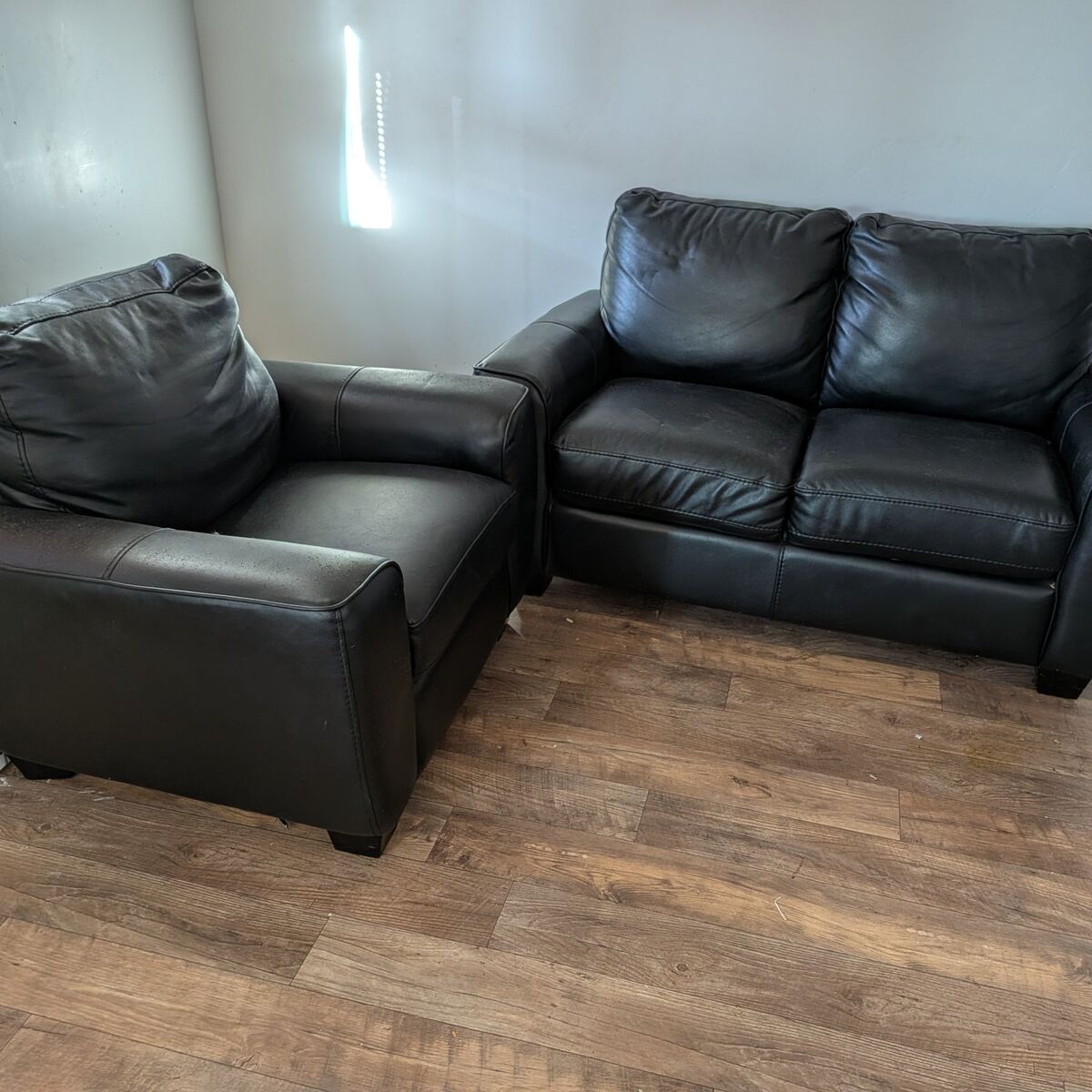 Black Chair and Loveseat