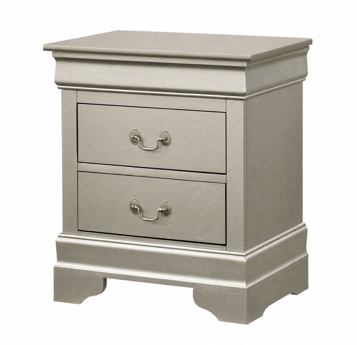 Silver Champagne Nightstand, 24h X 22w 16d, No Assembly, Enchanting Appearance, Easy To Clean Surfaces, Traditional Decor Fit 24
