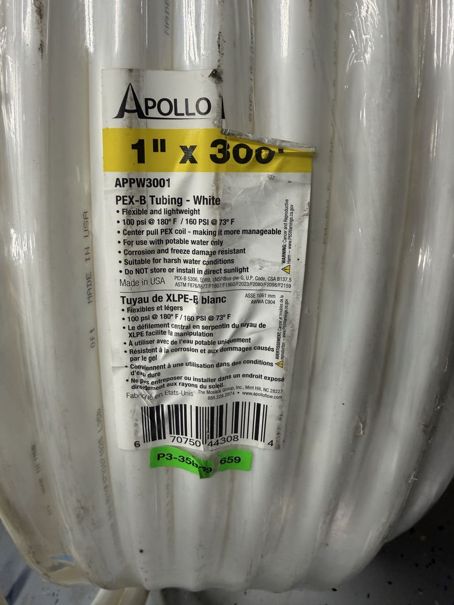 Pex 1” white 300’ roll