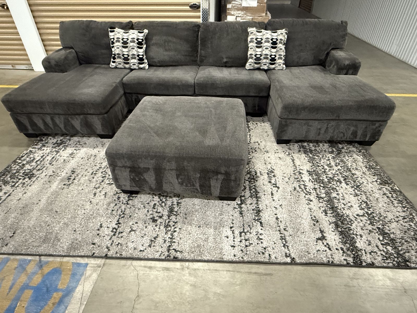 Charcoal Sectional Couch + Ottoman *CAN DELIVER*