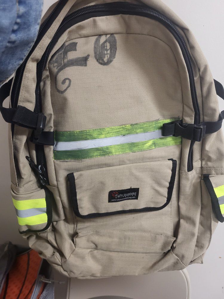 Fully Involved Stitching Tan Backpack with Reflective Trim