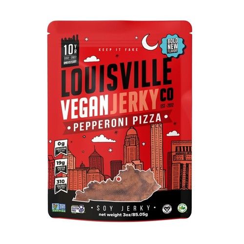 Louisville Vegan Jerky Pepperoni Pizza 10 Bag Lot Plant Based Meatless Snack