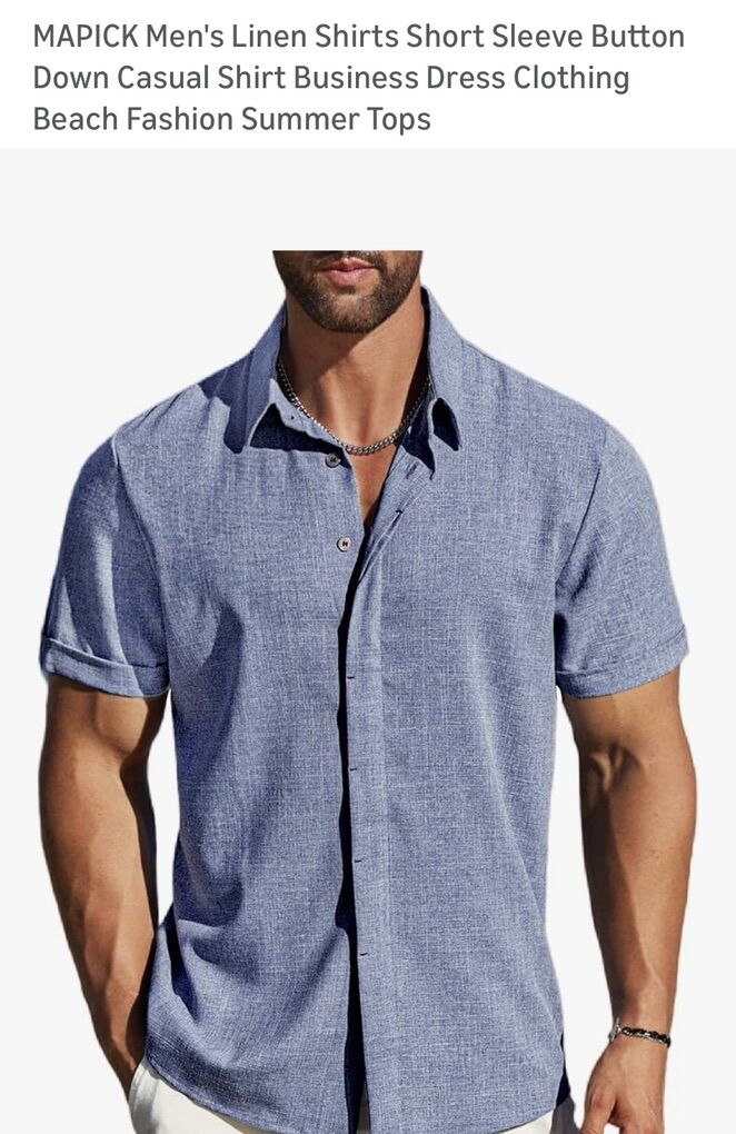 MAPICK Men's Linen Shirts Short Sleeve