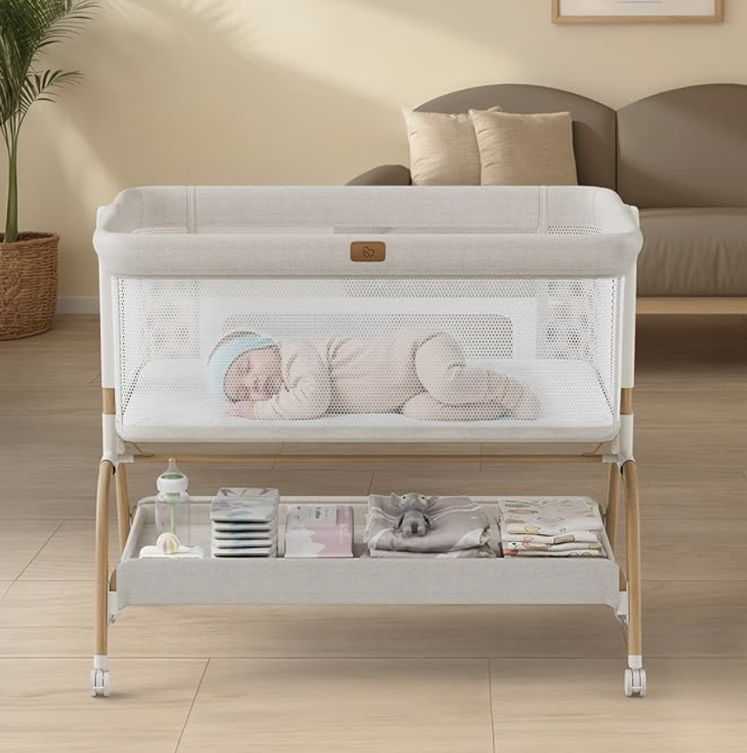 New in box - Baby Bassinet Bedside Crib with Mattress - 6 Heights