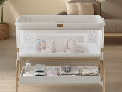 New in box - Baby Bassinet Bedside Crib with Mattress - 6 Heights