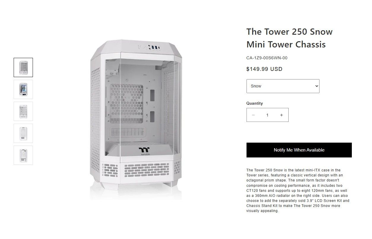Thermaltake Tower 250 Snow Mini-ITX Mini Tower Case