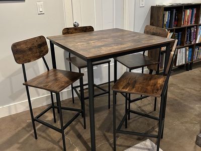 New 5 Piece Counter Height Dining Set Table 4 Chairs Industrial