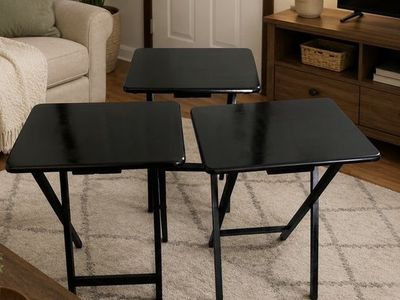 Black Folding Tables (Set of 3) - Portable & Space-Saving Tables