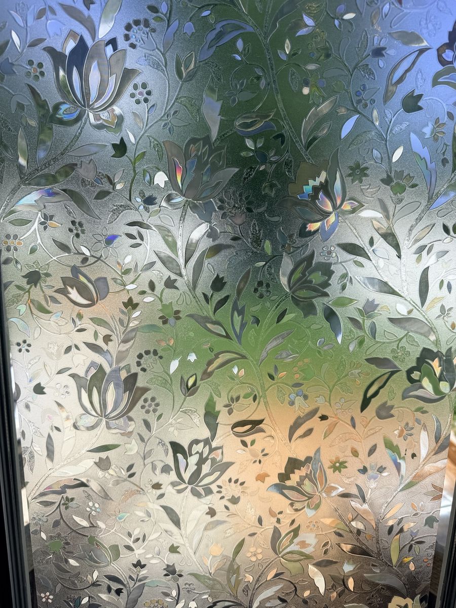 Decorative Floral Pattern Frosted Window Film Accent 2 Rolls