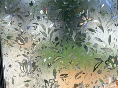 Decorative Floral Pattern Frosted Window Film Accent 2 Rolls