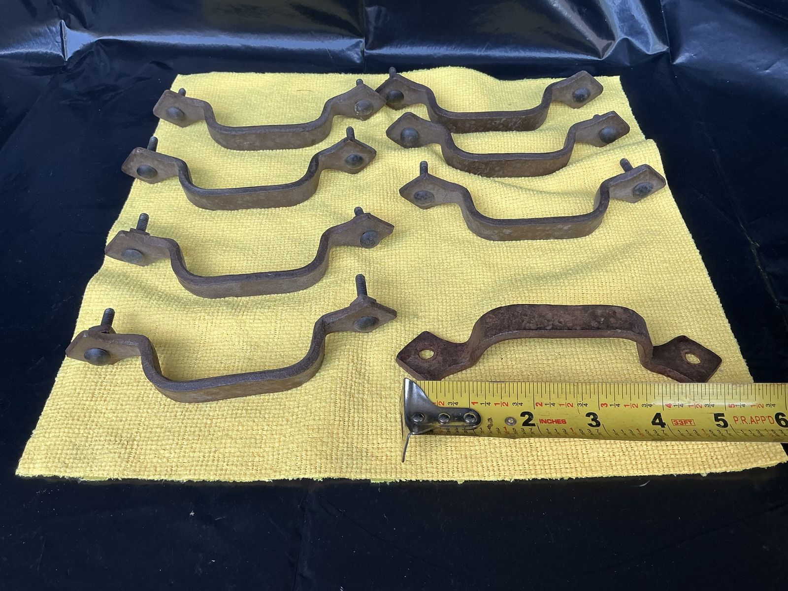 Lot of 8 Vintage Iron Door Pulls Barn Gate Shed Handles 5" Long Rustic Hardware