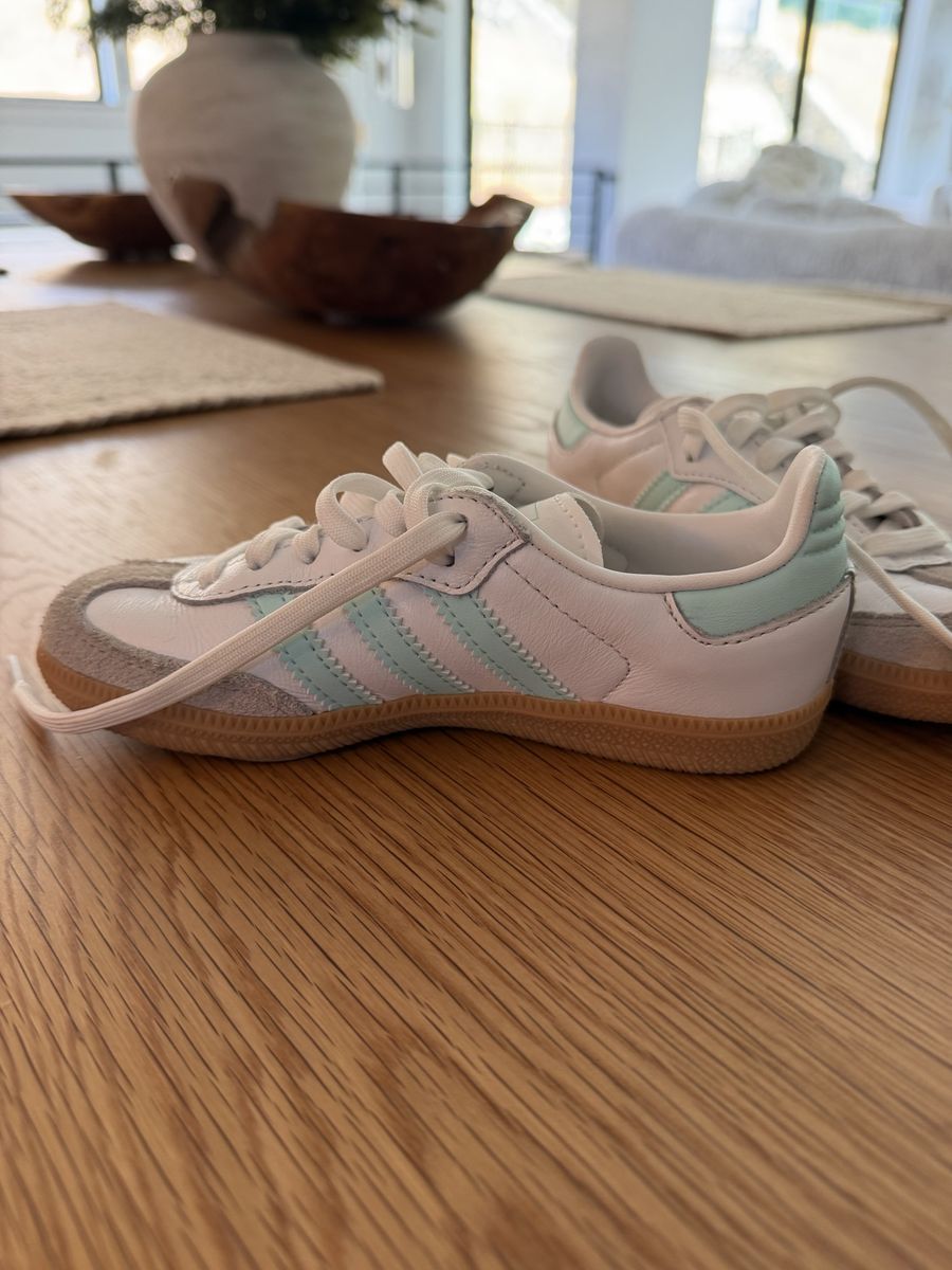 Adidas Samba OG girls Kids White Mint Green Sneakers Size US 11K