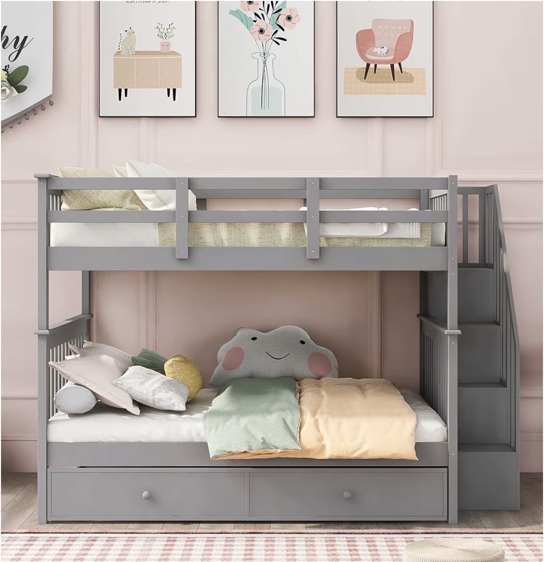 Full Over Full Bunk Bed W/ Trundle NEW