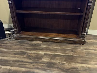 Classic Dark Wood TV Stand/Book Shelf with 2 Drawers and 2 Shelves - Ornate Carved Details
