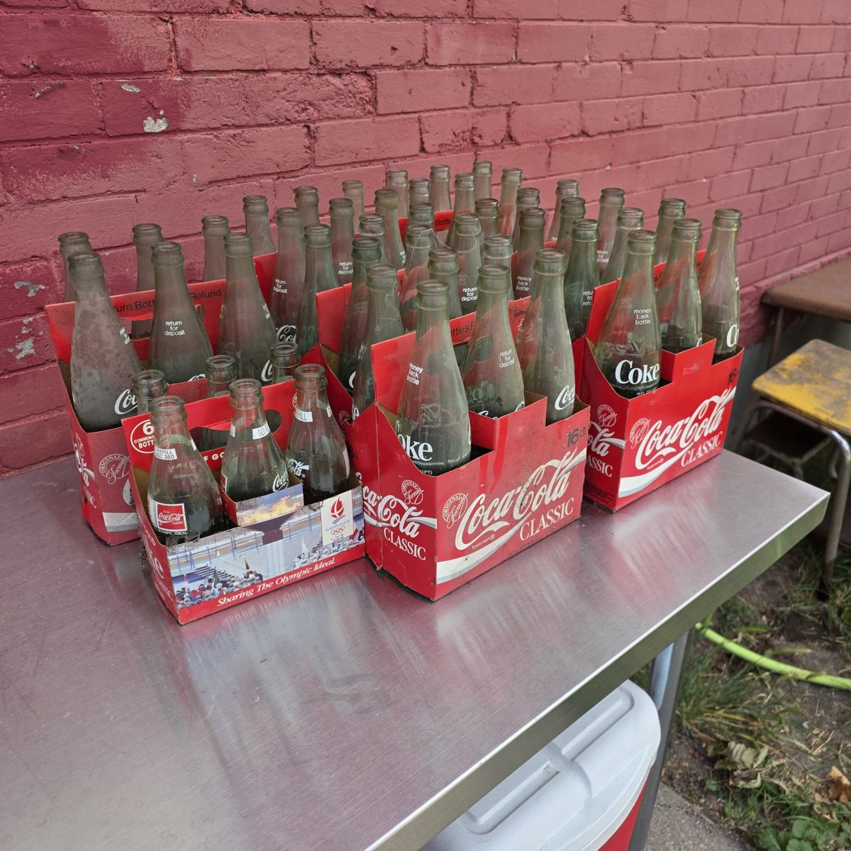 Vintage Coca-Cola Classic Albertville 1992 Olympic Empty 16oz Glass Bottles (6-Packs)